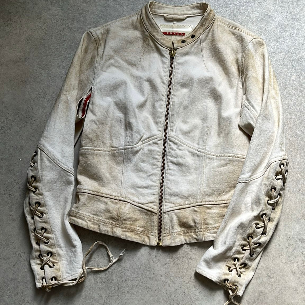 Early 2000’s Prada Dust Finish Laced Sleeve Jacket