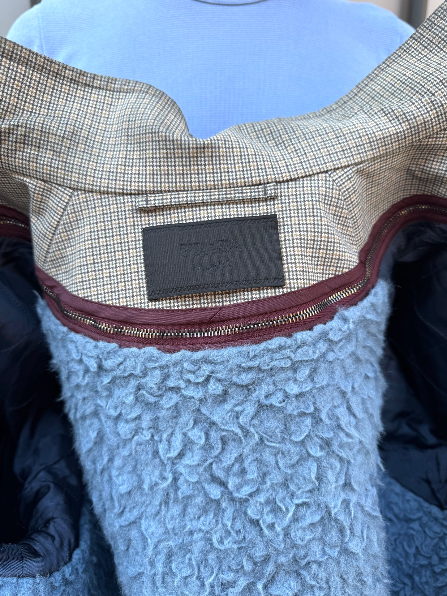 Prada Main Line Hounds Tooth 2in1 Zip Out Liner Harrington Jacket