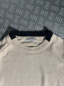 Stone Island Striped Cuff Cream Knitted Crewneck