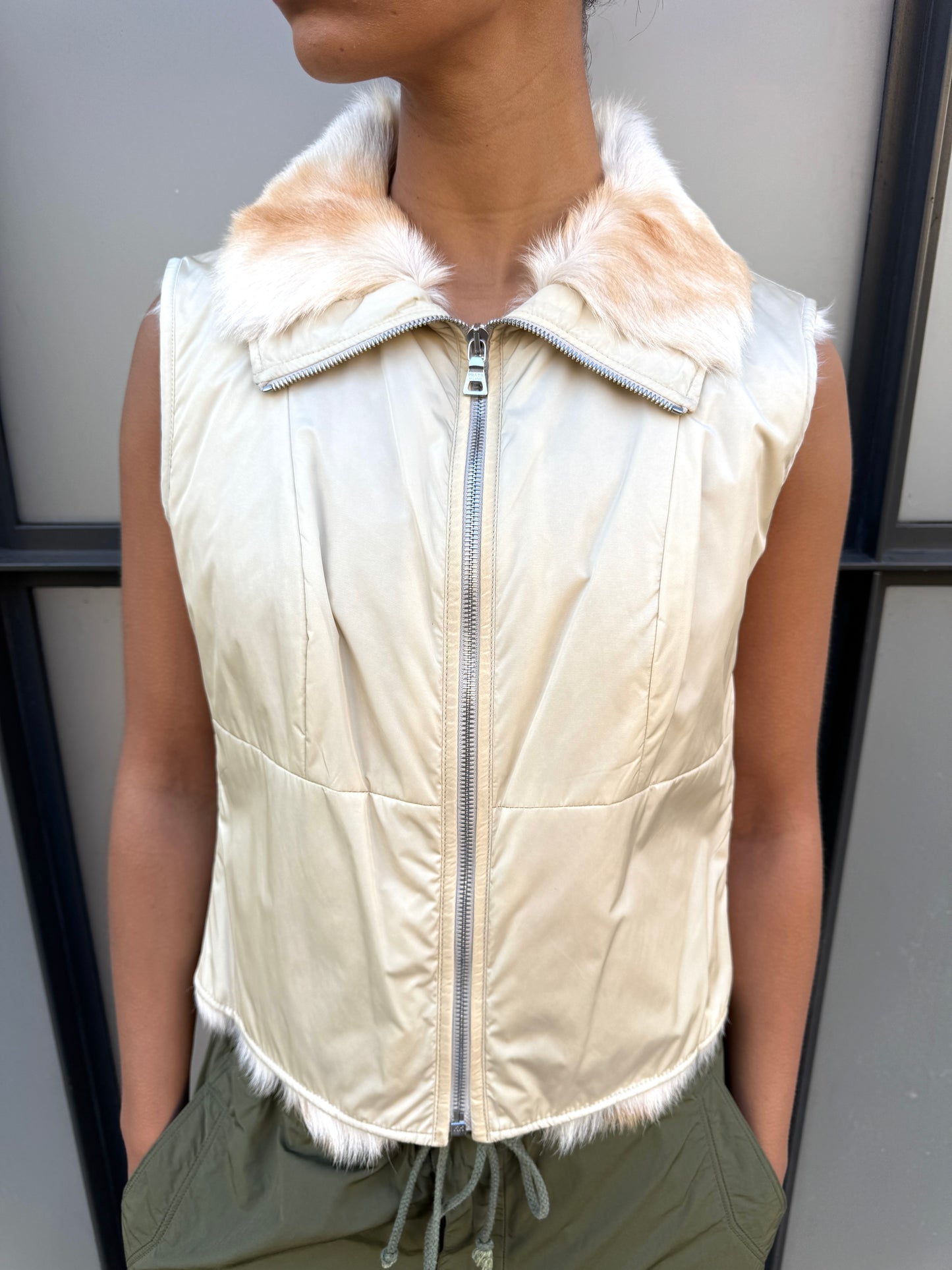Prada Sport Fur Lined Light Beige Vest