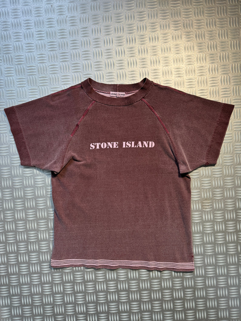 1980’s Stone Island Spellout Burgundy Tee - Small