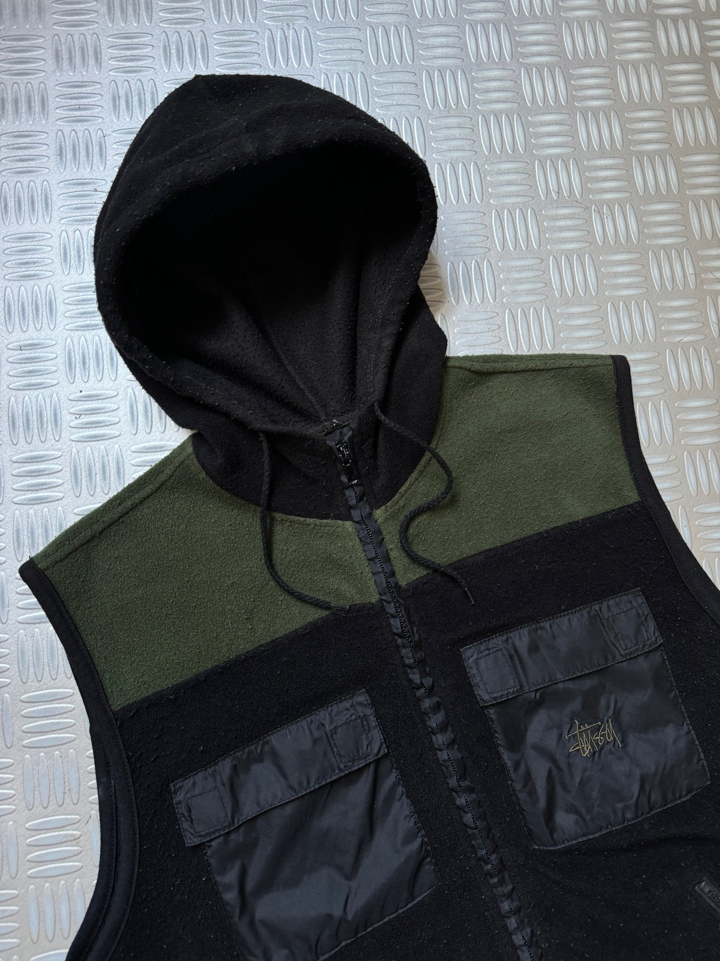 Early 2000's Stüssy Outdoor Black/Khaki Hooded Vest