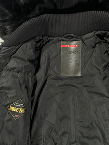 Early 2000’s Prada Sport Jet Black Gore-Tex Padded Jacket w/Fur Trim Hood - Small