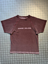 Charger l&#39;image dans la galerie, 1980’s Stone Island Spellout Burgundy Tee - Small