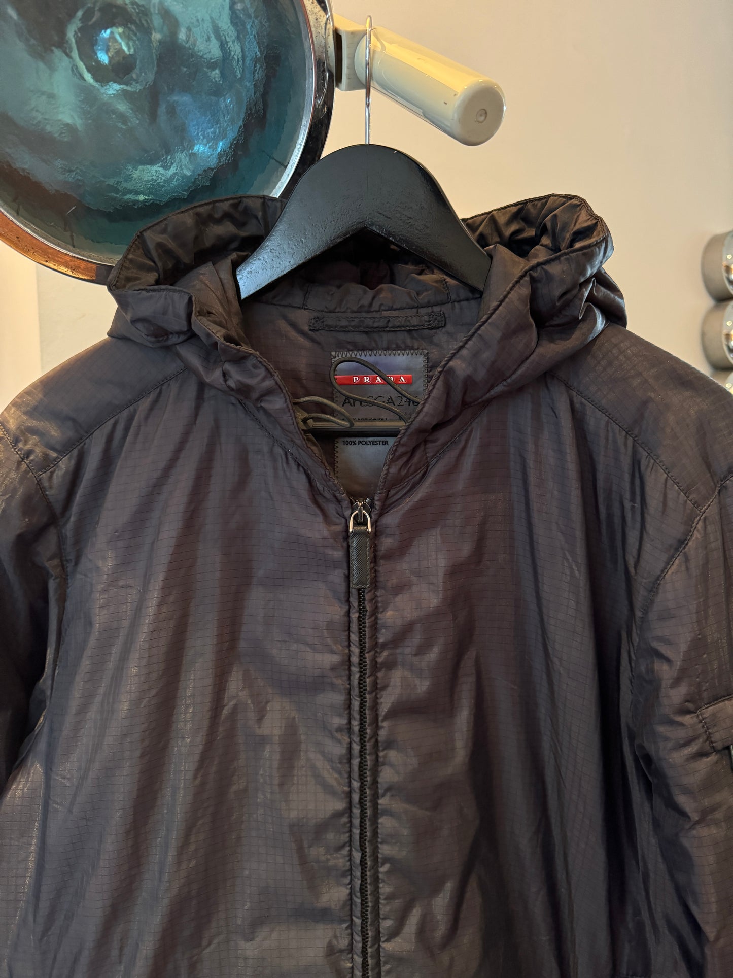 AW13’ Prada Mainline Padded Rip-Stop Nylon Shimmer Hooded Jacket