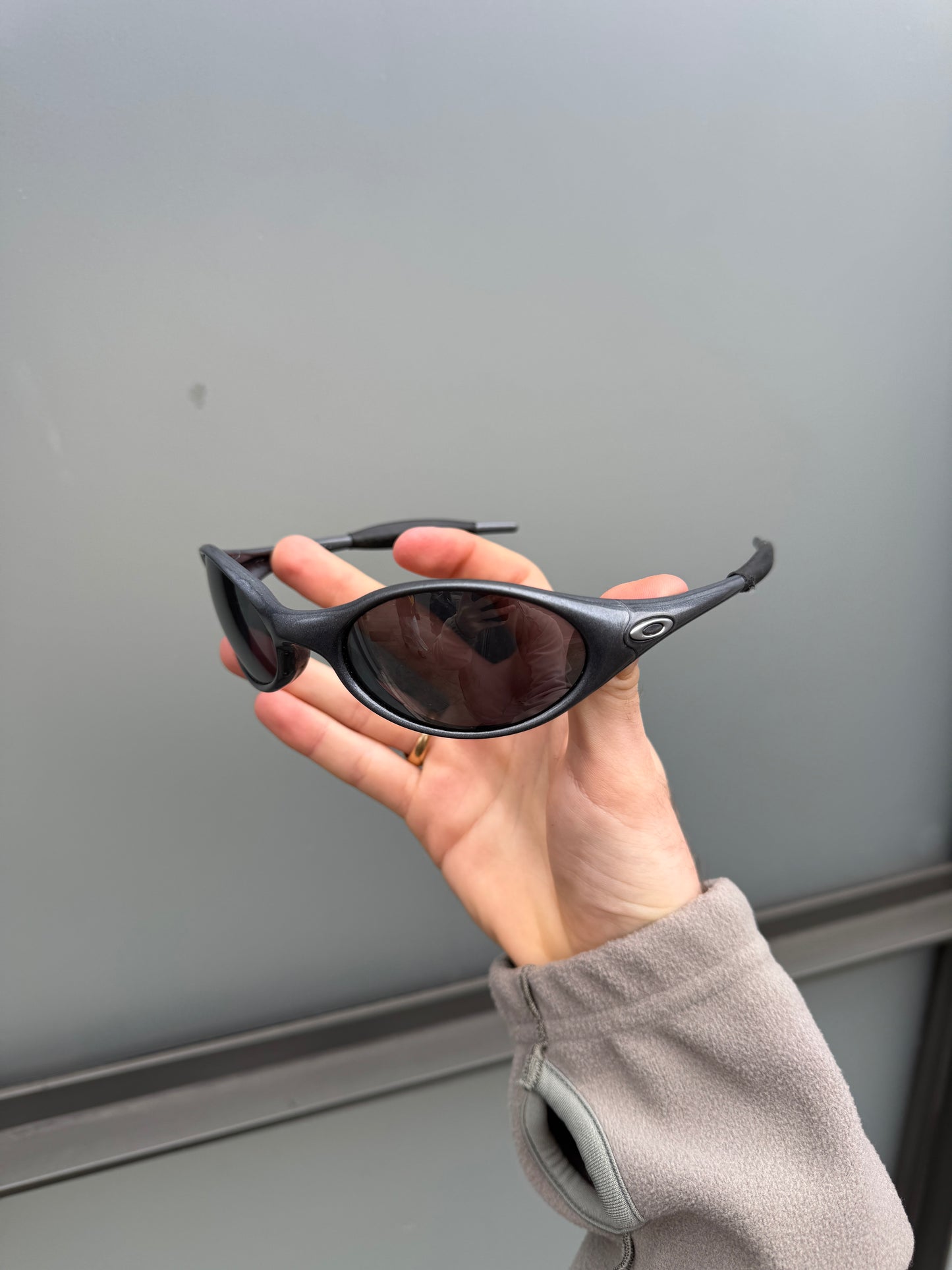 1990’s Oakley Eye Jacket Gun Metal Grey Sunglasses
