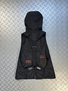 AW00' Prada Sport Jet Black Exposed Back Hooded Vest