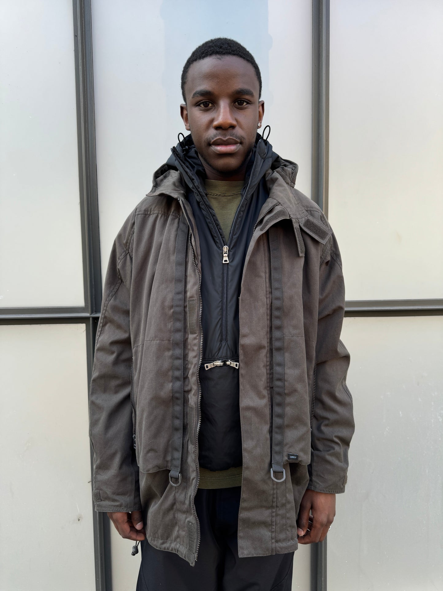 Early 2000’s Levi’s Engineered Dark Khaki Waxed Cotton Stash Pocket Jacket