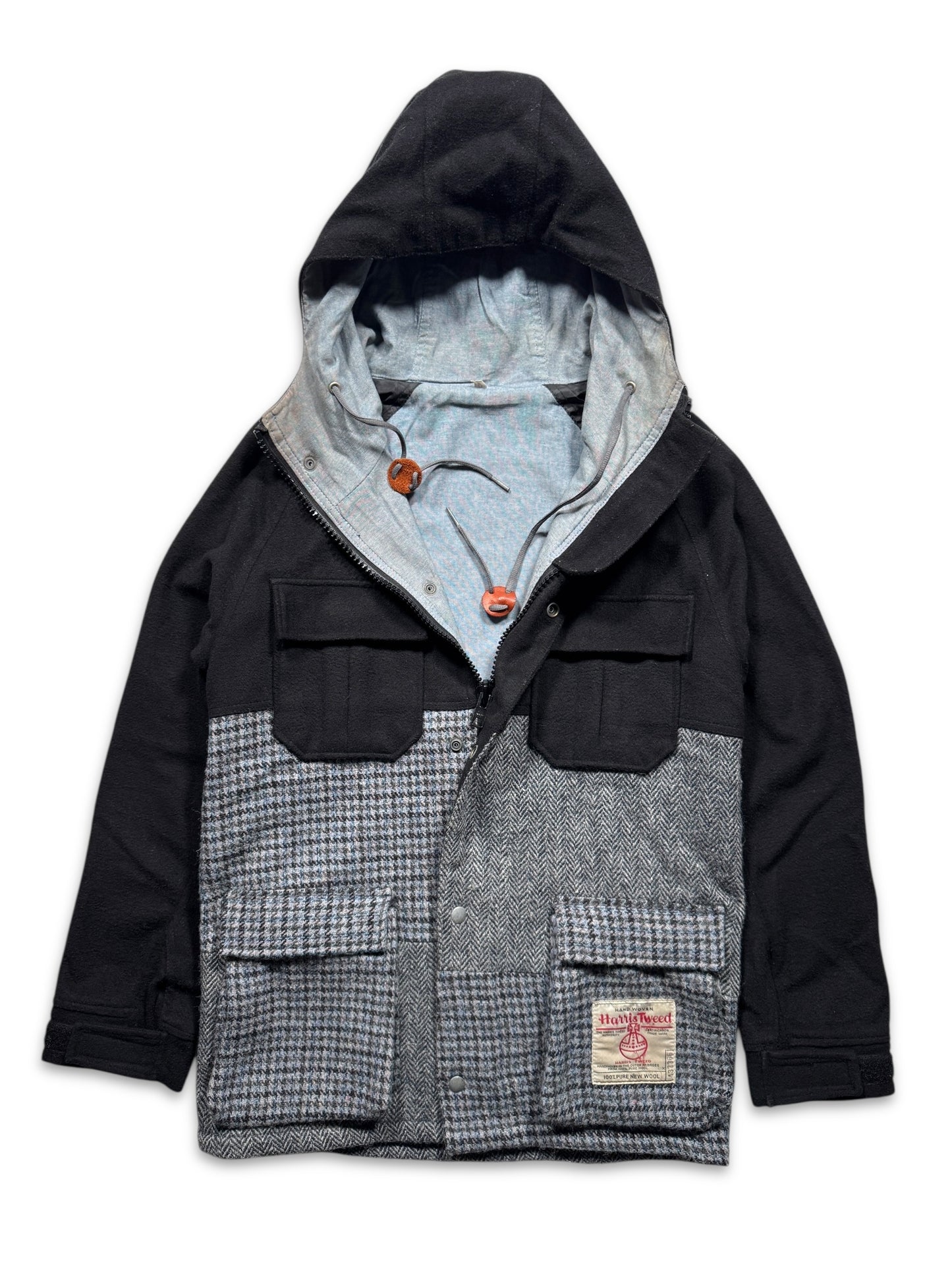 1998 Harris Tweed Split Panel Hooded Jacket
