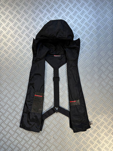 AW00' Prada Sport Jet Black Exposed Back Hooded Vest