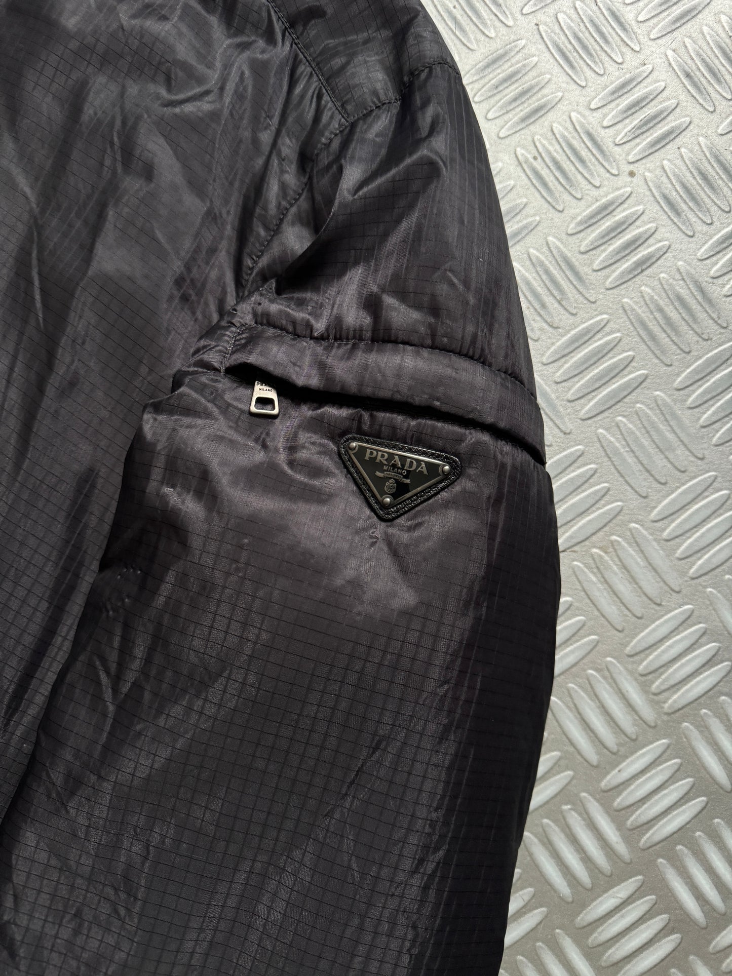 AW13’ Prada Mainline Padded Rip-Stop Nylon Shimmer Hooded Jacket