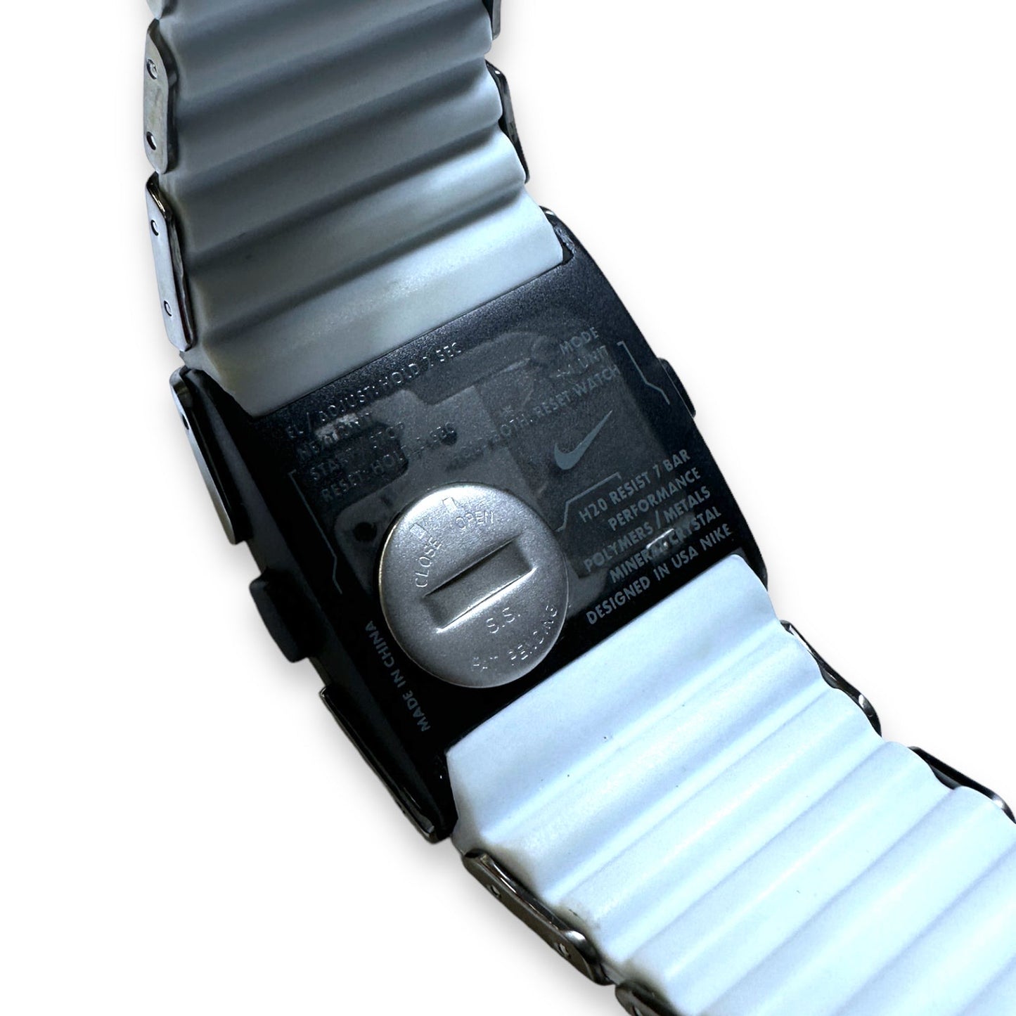 Early 2000's Nike D-Line Silver/White Stainless-Steel Digital Watch