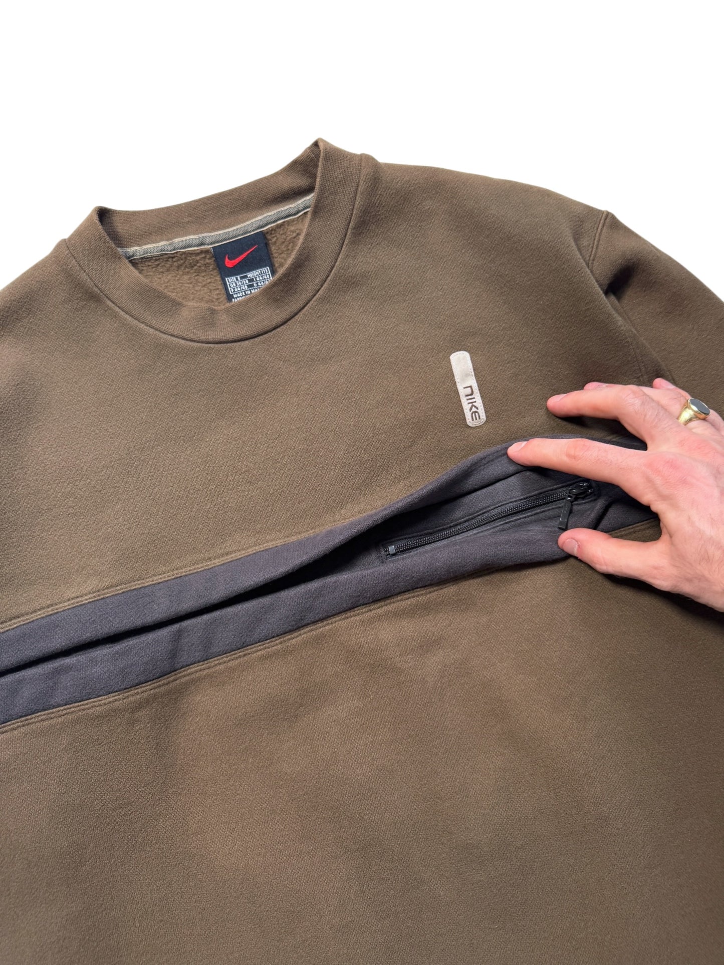Early 2000's Nike Brown Stash Pocket Crewneck