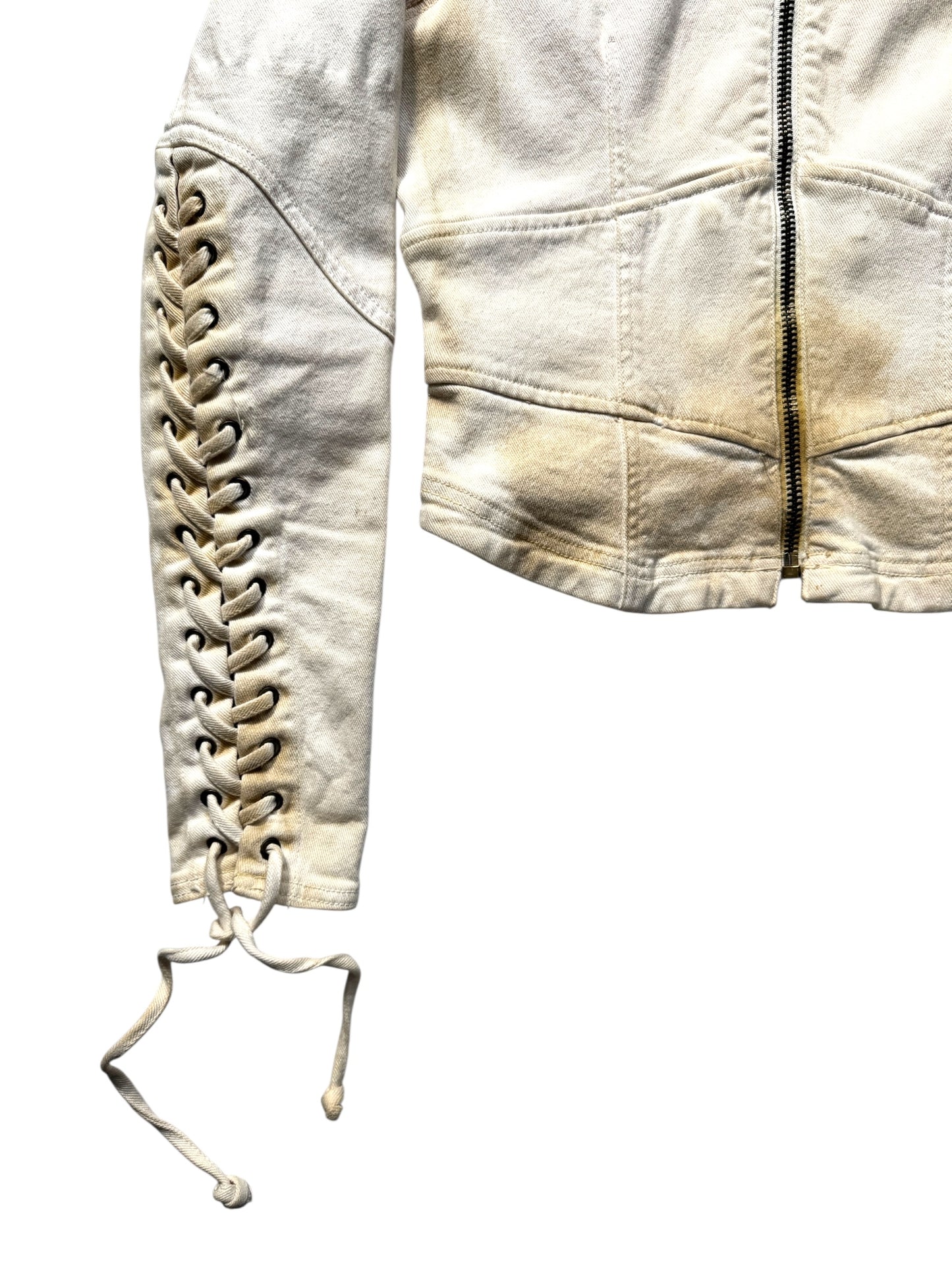 2003 Prada Sport Dust Wash Denim Lace Jacket