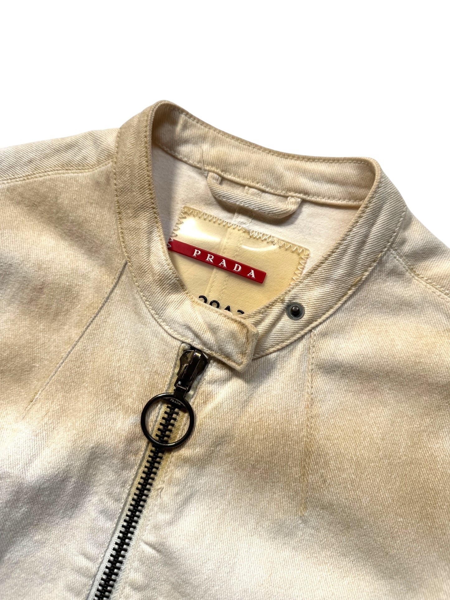 2003 Prada Sport Dust Wash Denim Lace Jacket