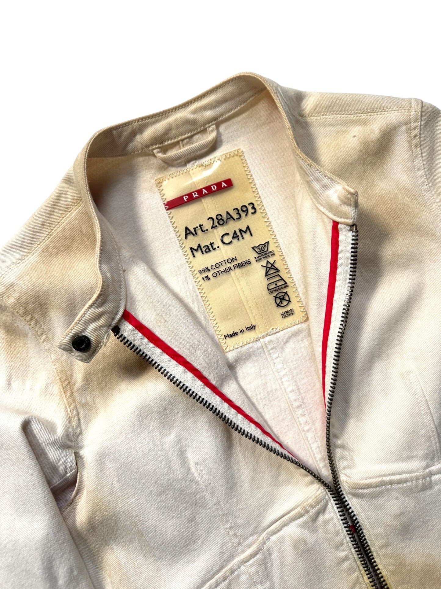 2003 Prada Sport Dust Wash Denim Lace Jacket