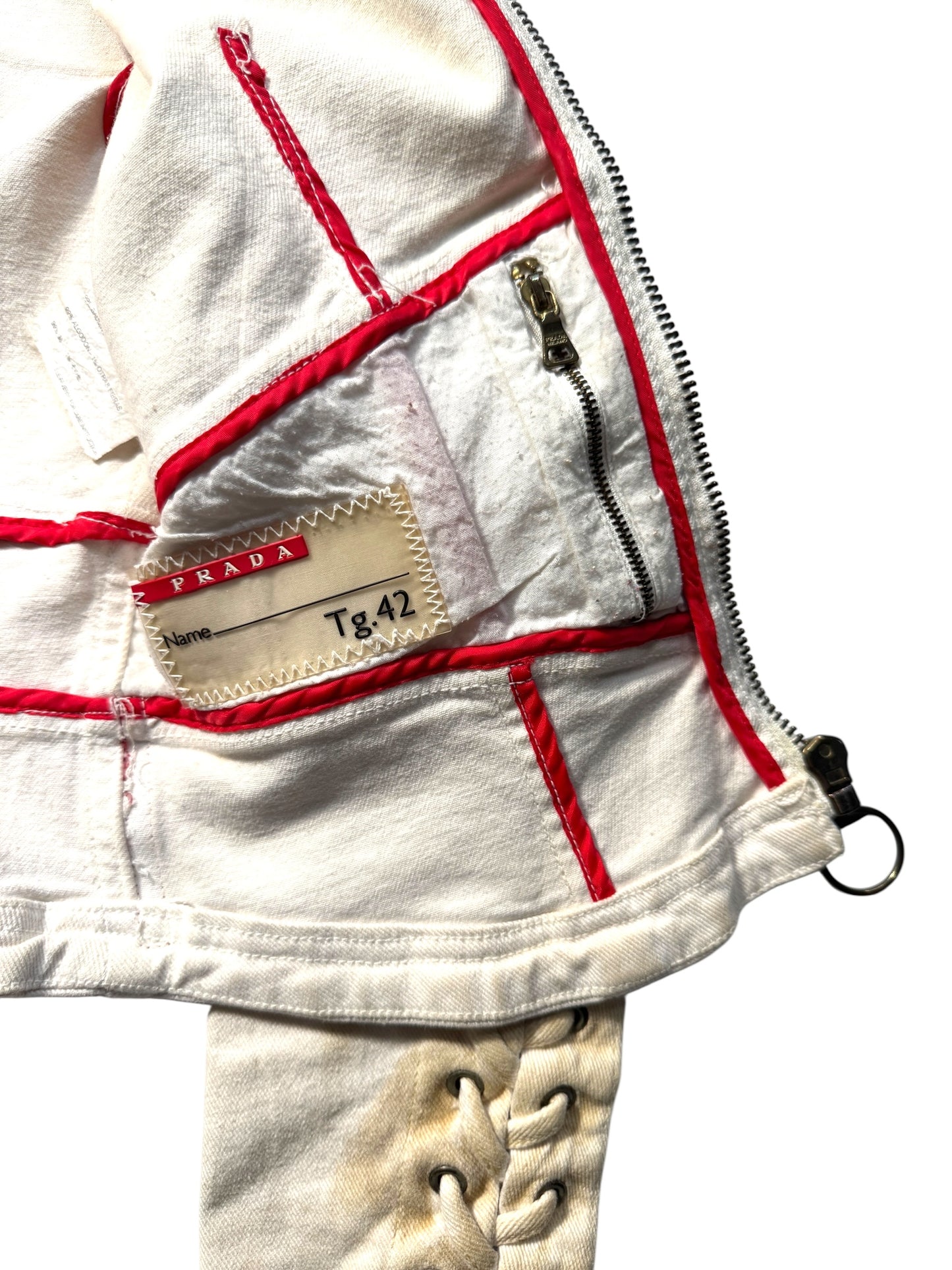 2003 Prada Sport Dust Wash Denim Lace Jacket