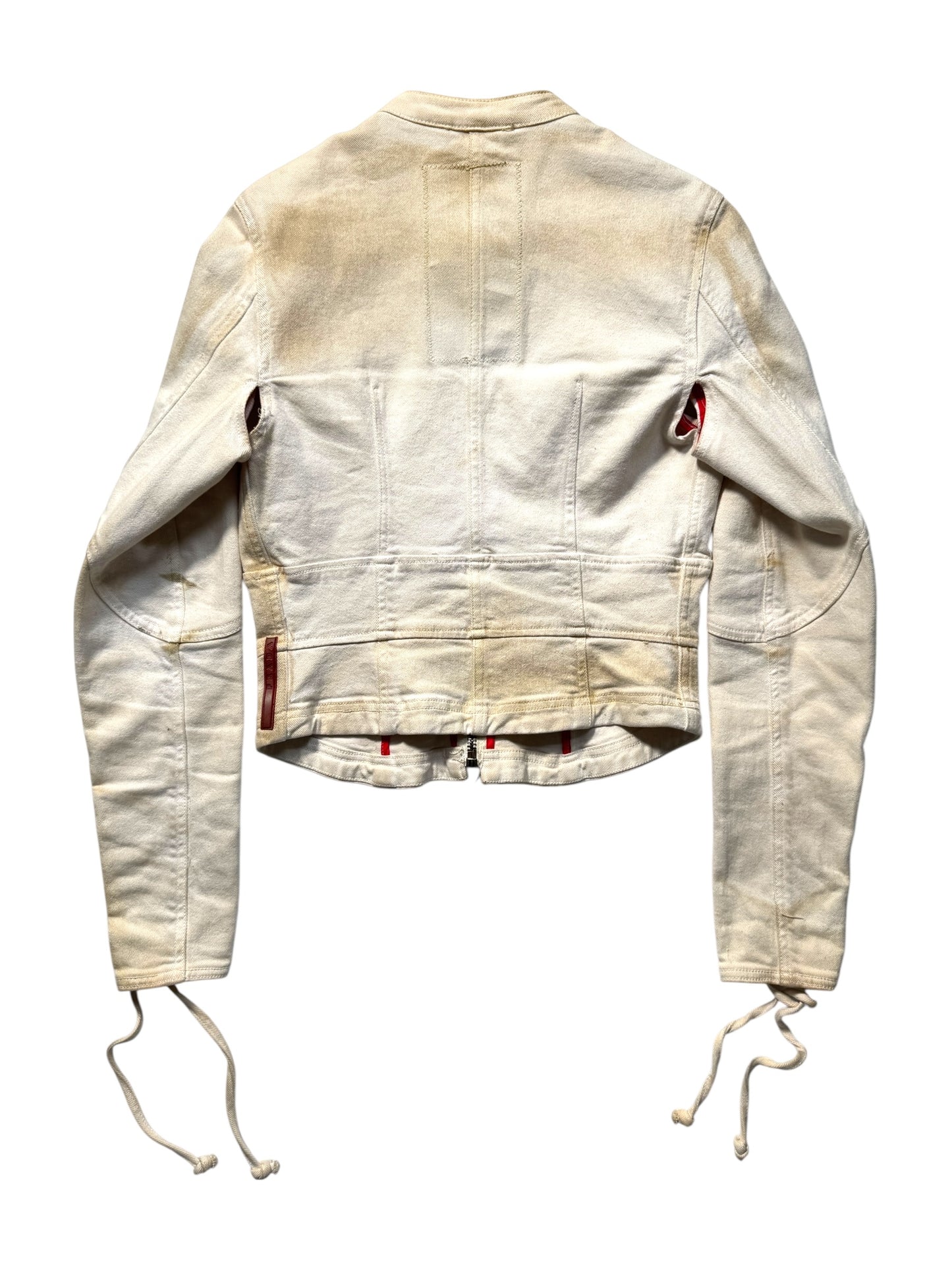 2003 Prada Sport Dust Wash Denim Lace Jacket