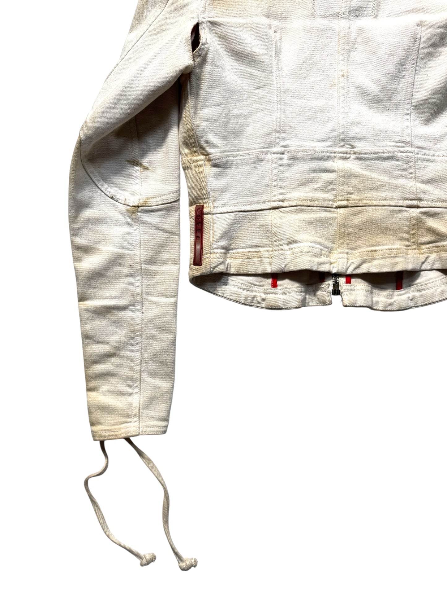 2003 Prada Sport Dust Wash Denim Lace Jacket