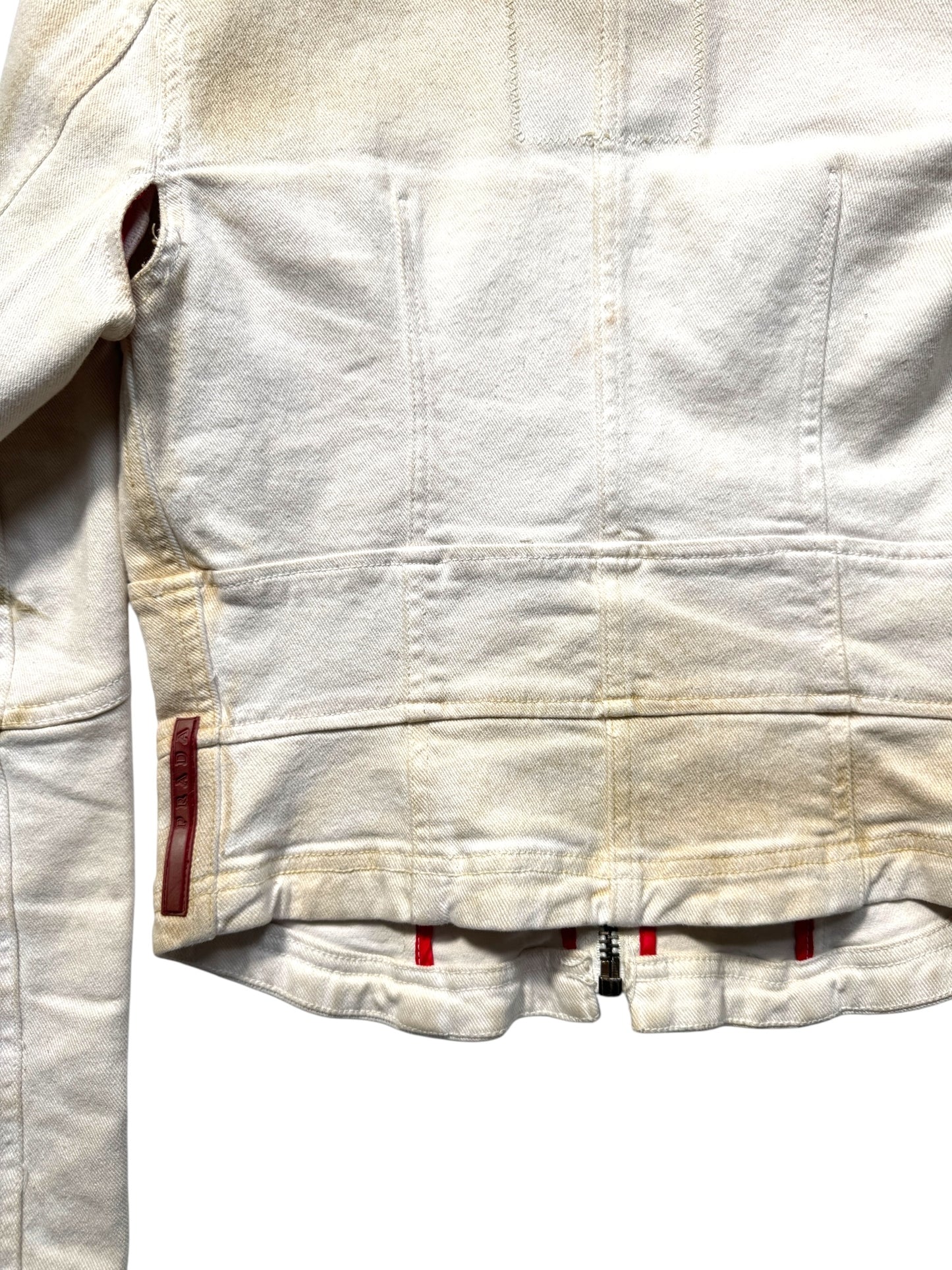2003 Prada Sport Dust Wash Denim Lace Jacket