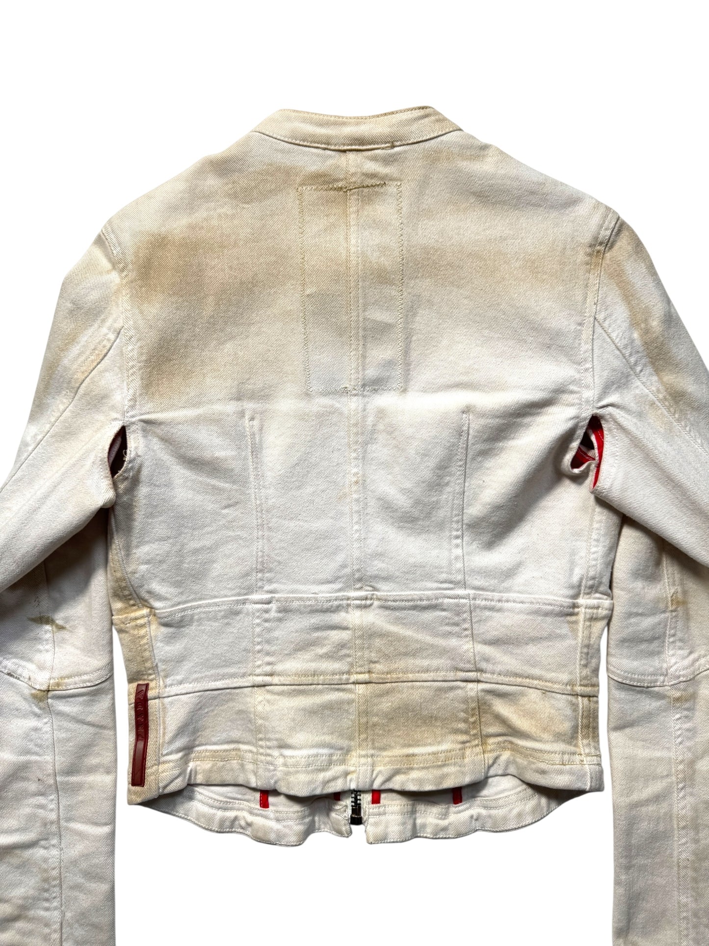 2003 Prada Sport Dust Wash Denim Lace Jacket