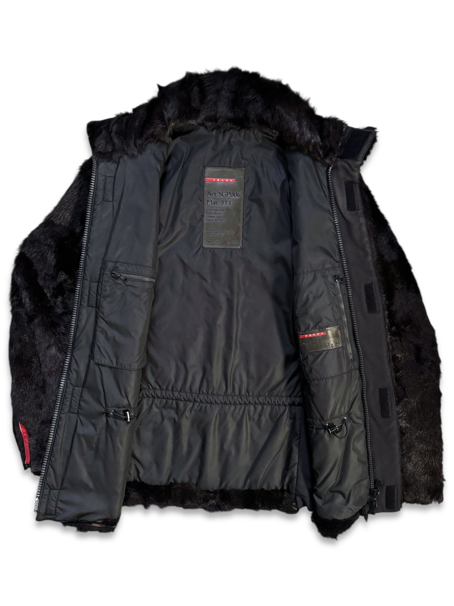 FW99’ Prada Sport Jet Black Dyed Fur Jacket