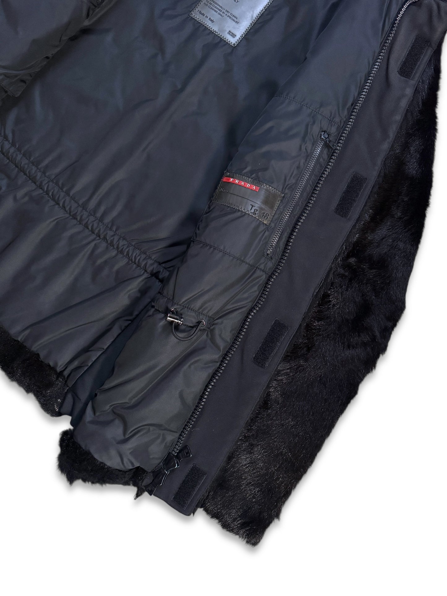 FW99’ Prada Sport Jet Black Dyed Fur Jacket