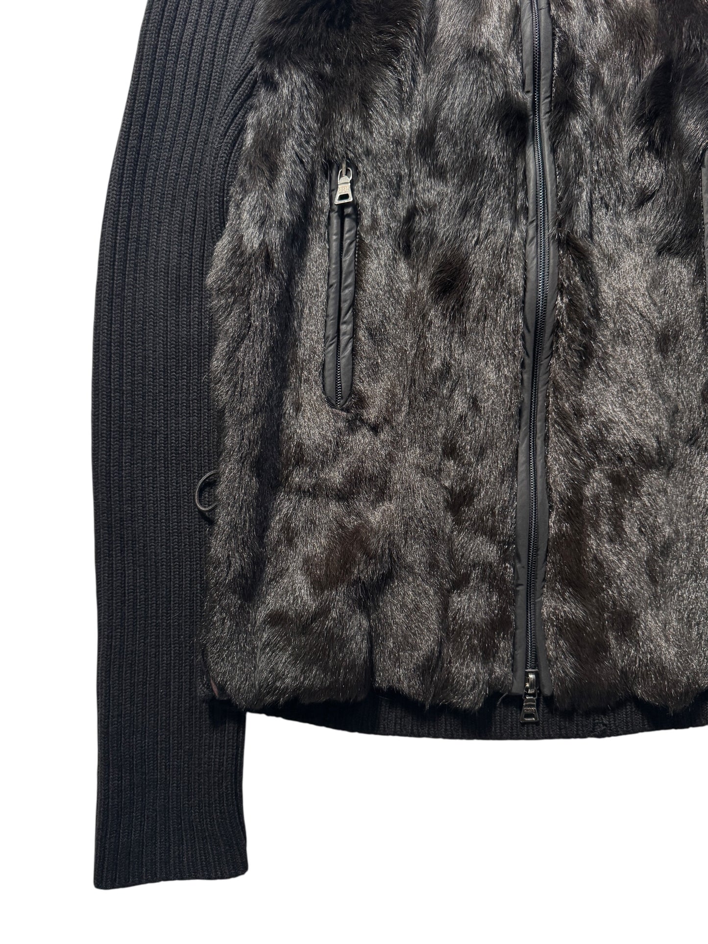 AW99' Prada Sport Jet Black Hooded Fur/Knit