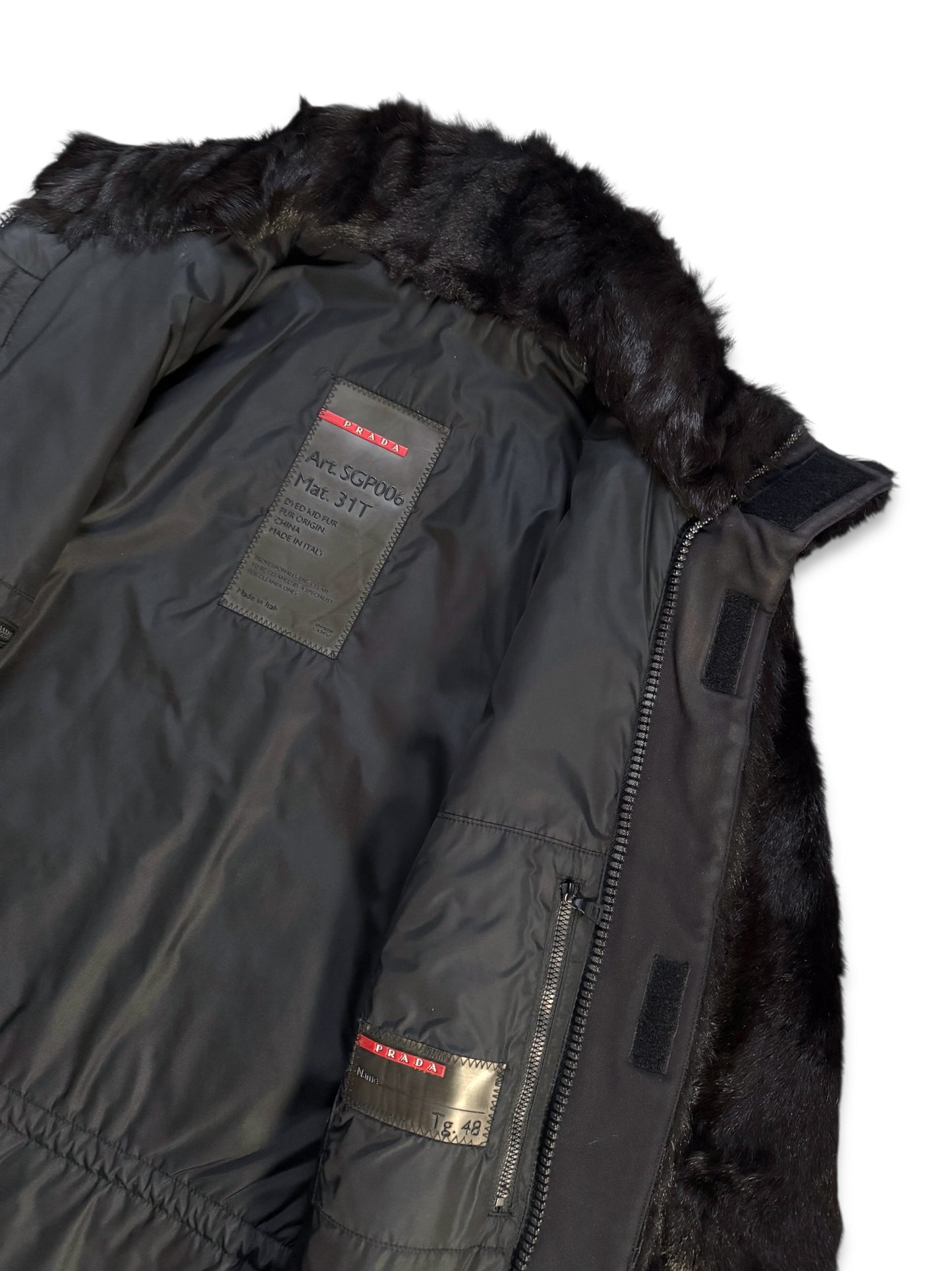 FW99’ Prada Sport Jet Black Dyed Fur Jacket