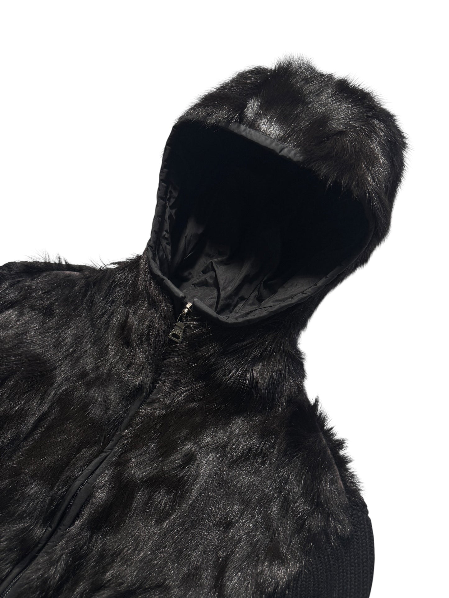 AW99' Prada Sport Jet Black Hooded Fur/Knit