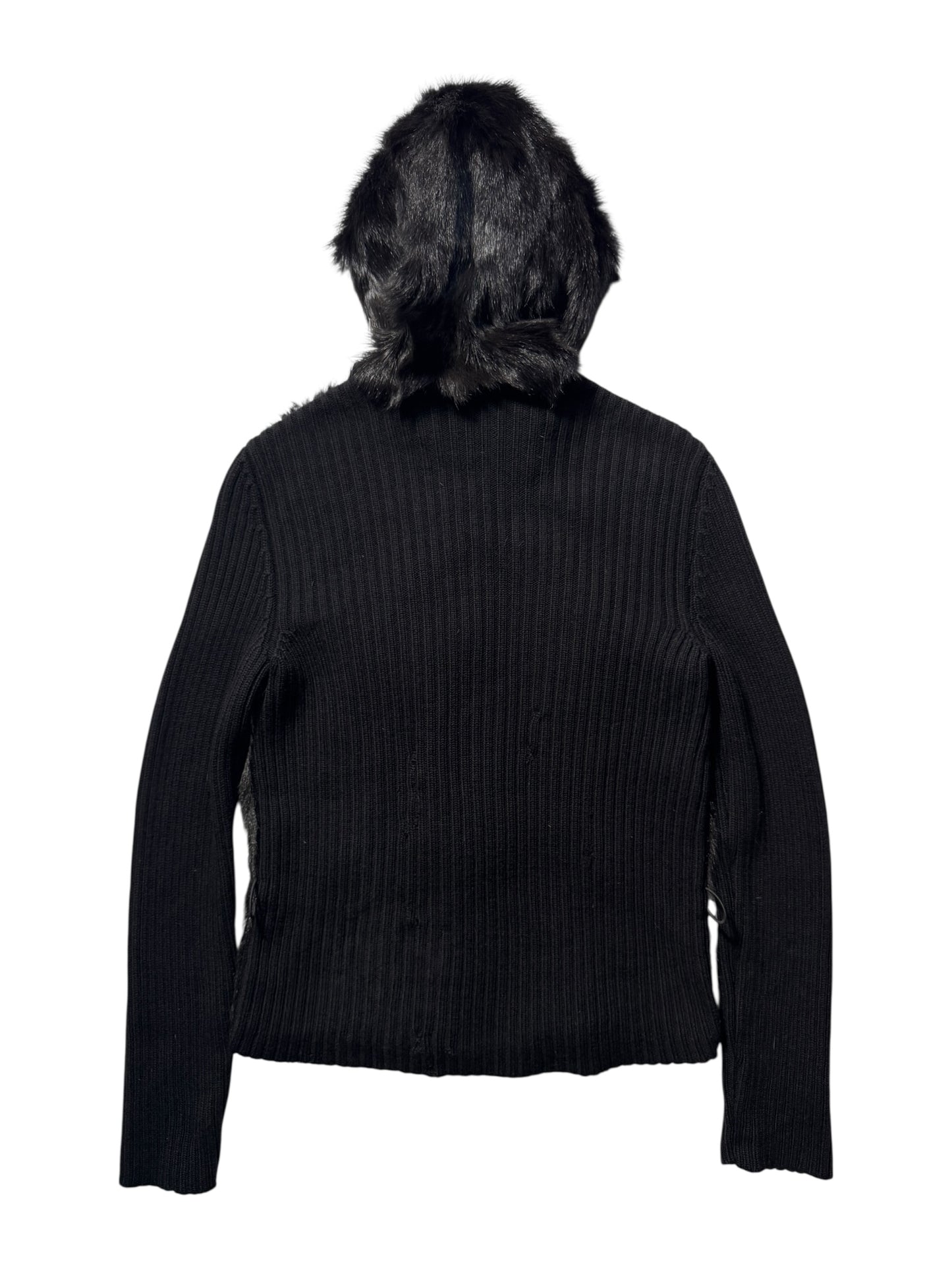 AW99' Prada Sport Jet Black Hooded Fur/Knit