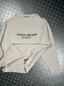 1980's Stone Island Marina Ribbed Cotton Spellout Sweater - Boxy Medium / Large