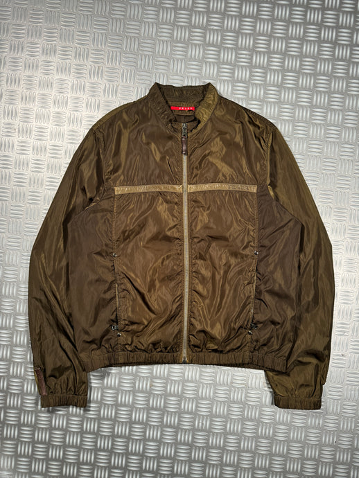 Early 2000's Prada Khaki Liquid Metal Jacket - Medium