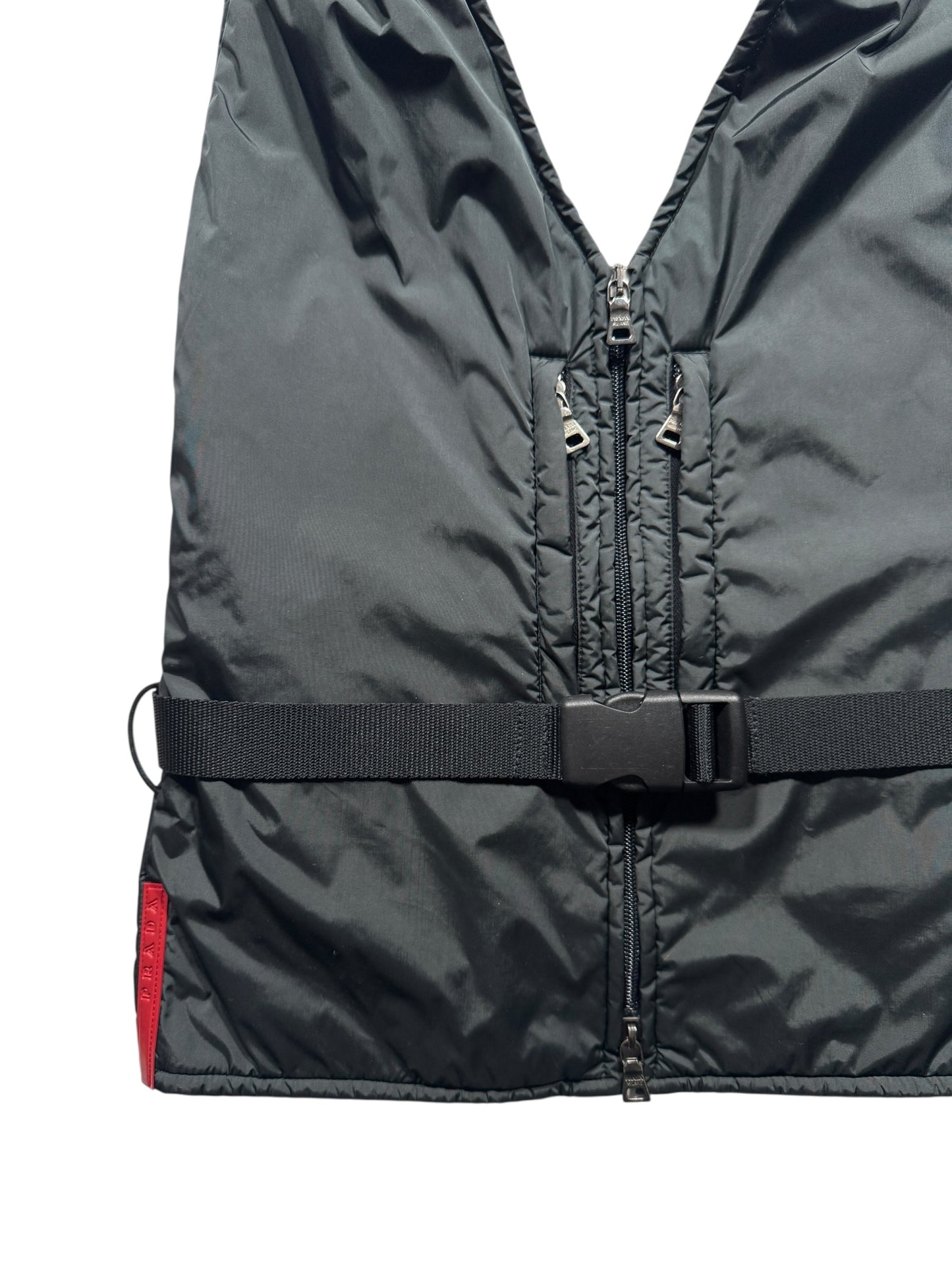 AW99' Prada Sport Deep Bottle Green Backless Hooded Vest