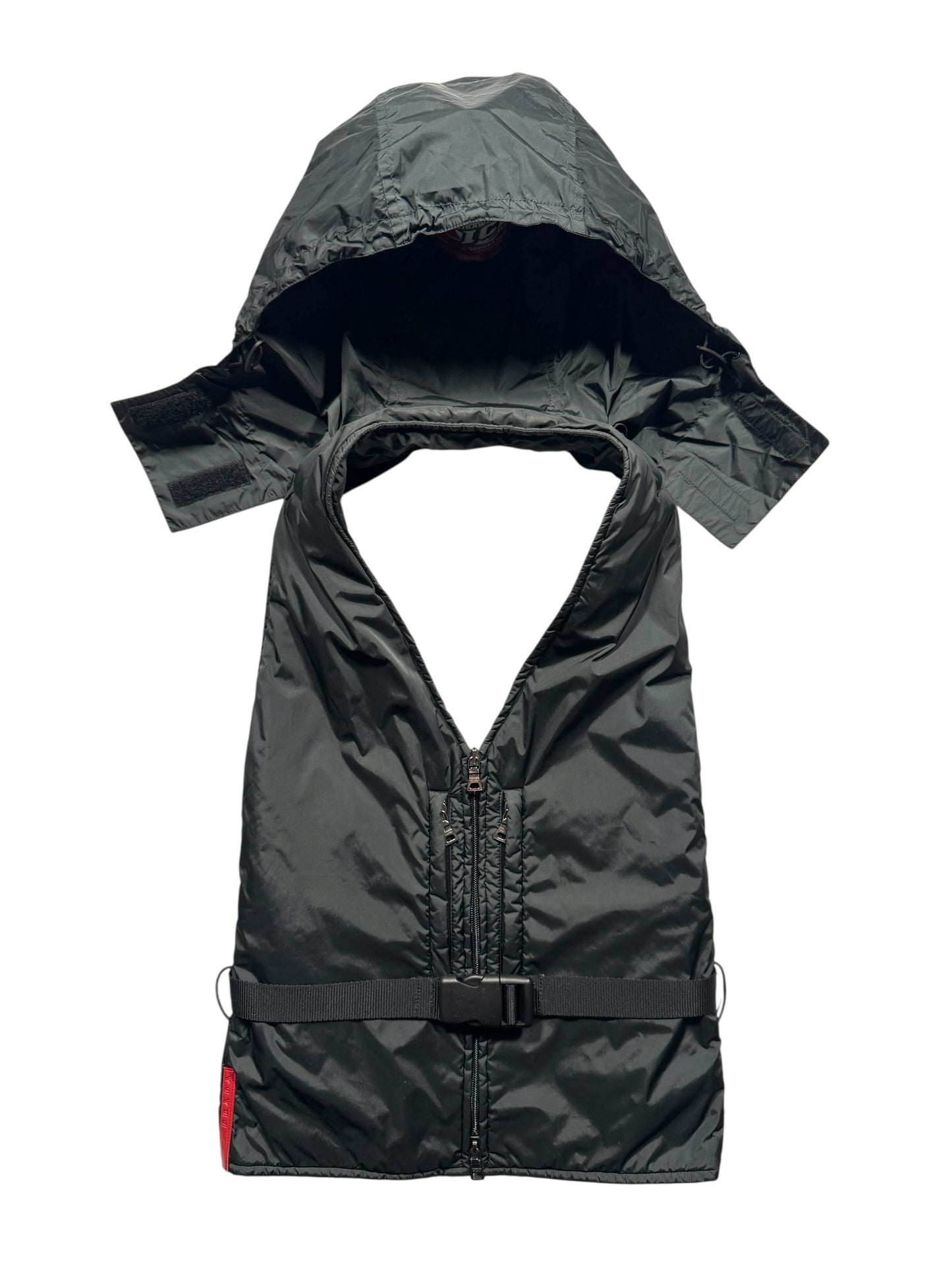 AW99' Prada Sport Deep Bottle Green Backless Hooded Vest