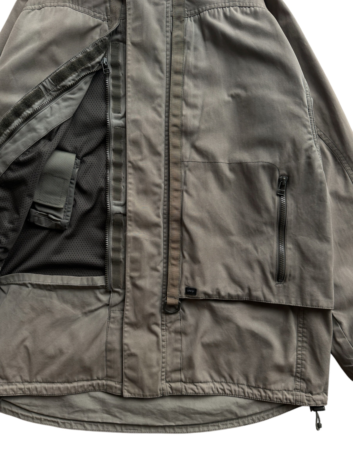 Early 2000’s Levi’s Engineered Dark Khaki Waxed Cotton Stash Pocket Jacket