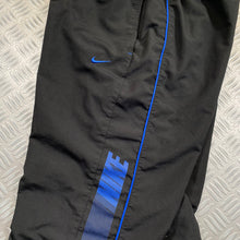 画像をギャラリービューアに読み込む, Early 2000&#39;s Nike Black/Royal Blue Spellout Track Pants - Small