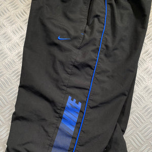 Early 2000's Nike Black/Royal Blue Spellout Track Pants - Small