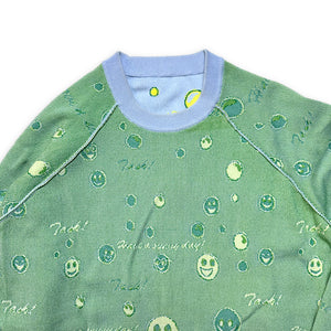 Acne Studios Baby Blue / Green Reversible Smiley Sweater - Medium