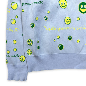 Acne Studios Baby Blue / Green Reversible Smiley Sweater - Medium