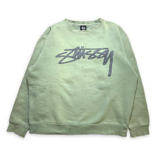 Load image into Gallery viewer, Late 90&#39;s Stüssy Lime Green Spellout Crewneck - Medium / Large