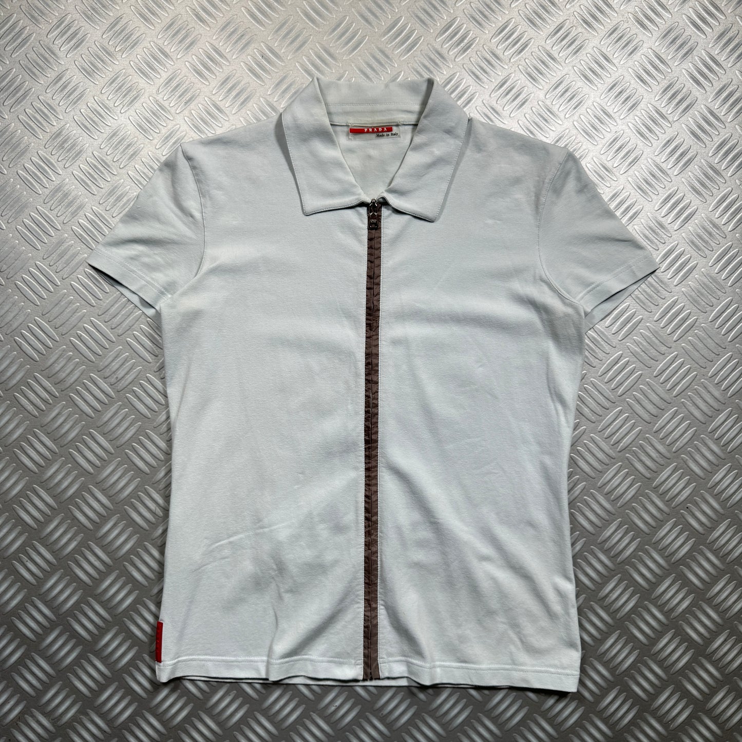 Early 2000's Prada Sport Baby Blue Collared Top - Womens 4-6
