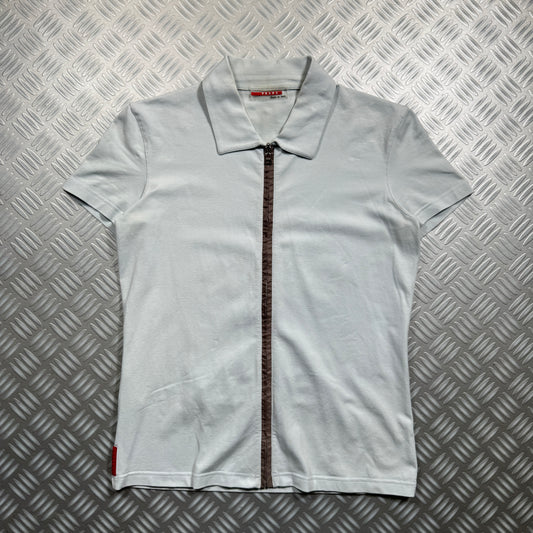 Early 2000's Prada Sport Baby Blue Collared Top - Womens 4-6