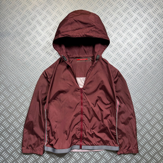 SS00' Prada Sport Burgundy Semi Transparent Jacket - Womens 6-8