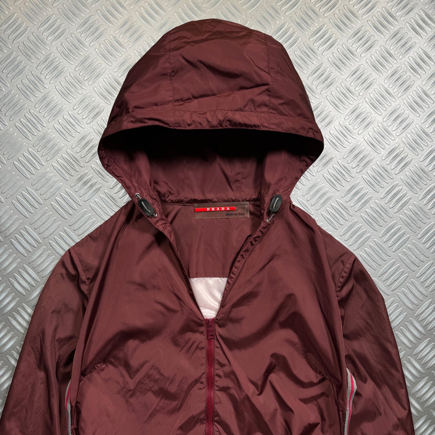 SS00' Prada Sport Burgundy Semi Transparent Jacket - Womens 6-8