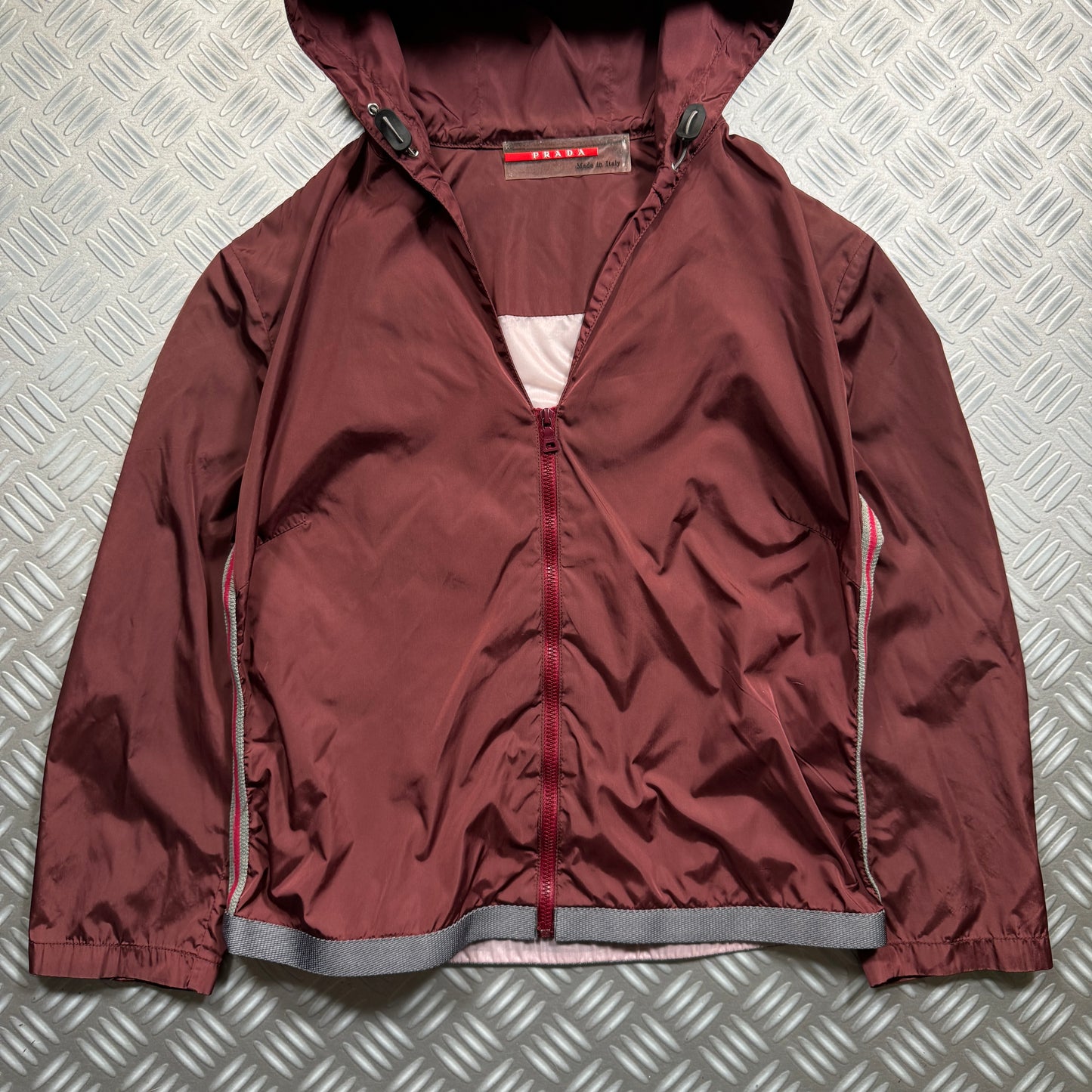 SS00' Prada Sport Burgundy Semi Transparent Jacket - Womens 6-8