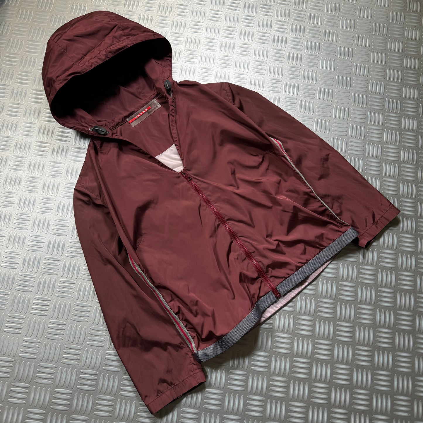 SS00' Prada Sport Burgundy Semi Transparent Jacket - Womens 6-8