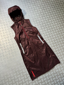 SS00' Prada Sport Burgundy Hooded Dress - Womens 6-8