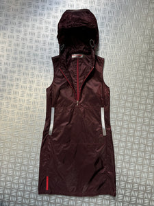 SS00' Prada Sport Burgundy Hooded Dress - Womens 6-8