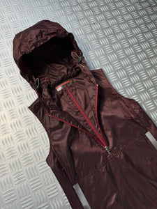 SS00' Prada Sport Burgundy Hooded Dress - Womens 6-8